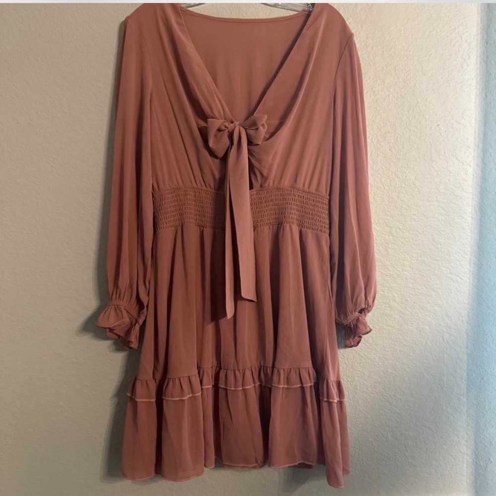 Amazon Pink and Orange Tie Front Ruffled Sundress